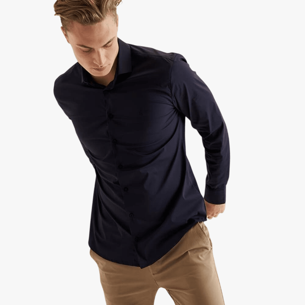 Polo Mens Christian Slim Fit Long Sleeve Shirt Navy | Polo