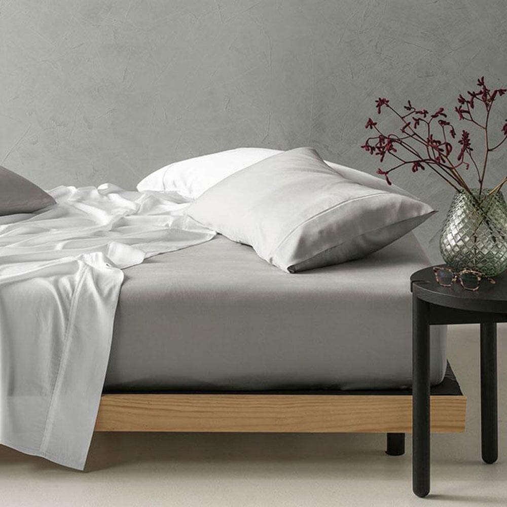 Cotton Co 400 Thread Fitted Queen Sheet 152X190+40 Silver Cotton Co