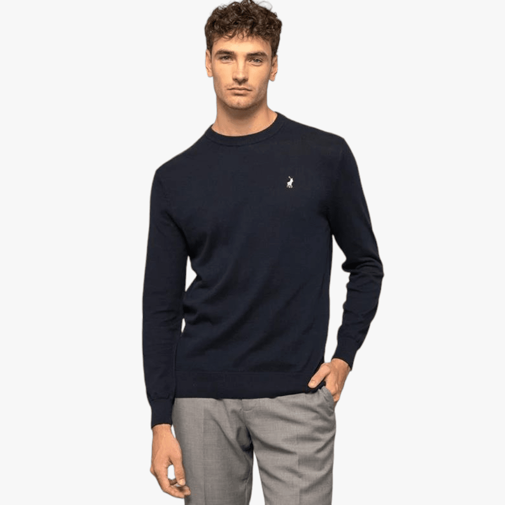 Polo Mens Long Sleeve Essential Crew Sweater Navy Polo