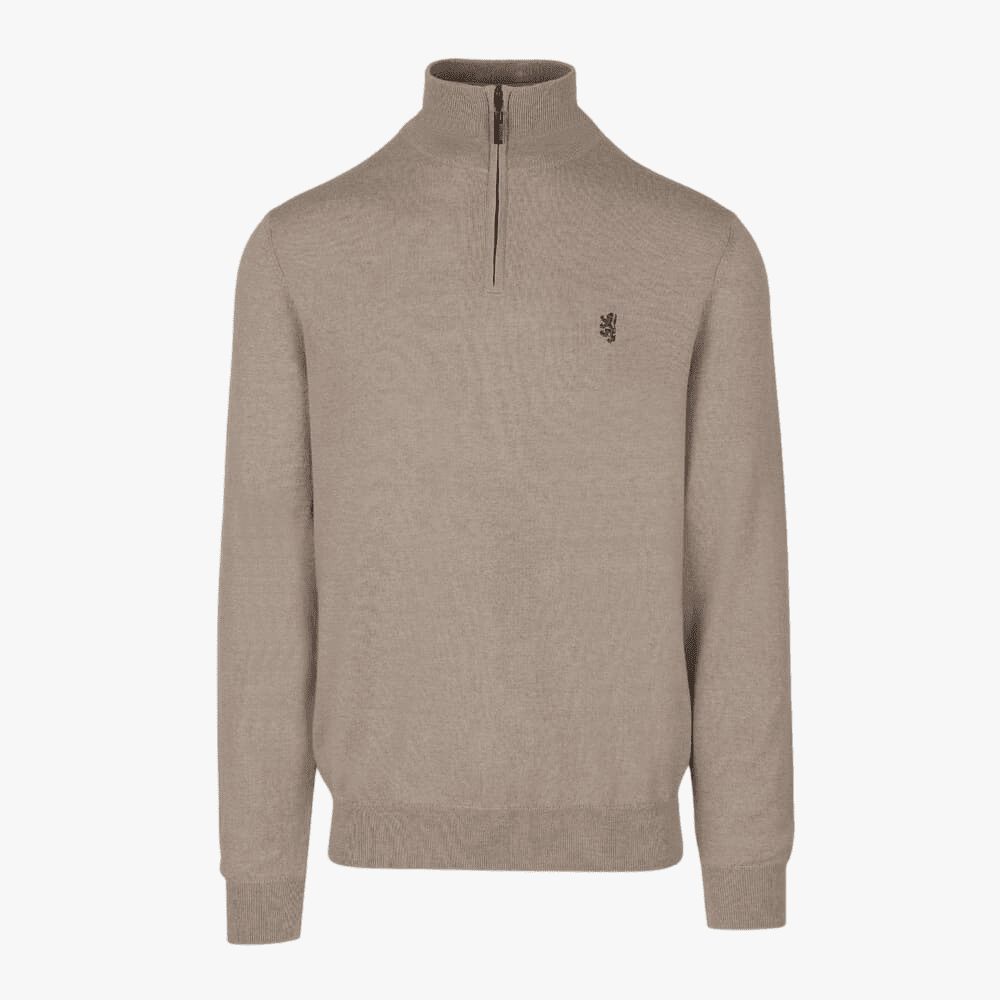 Pringle Mens Ernie 1/4 Zip Merino Wool Sweater Biscuit | Pringle