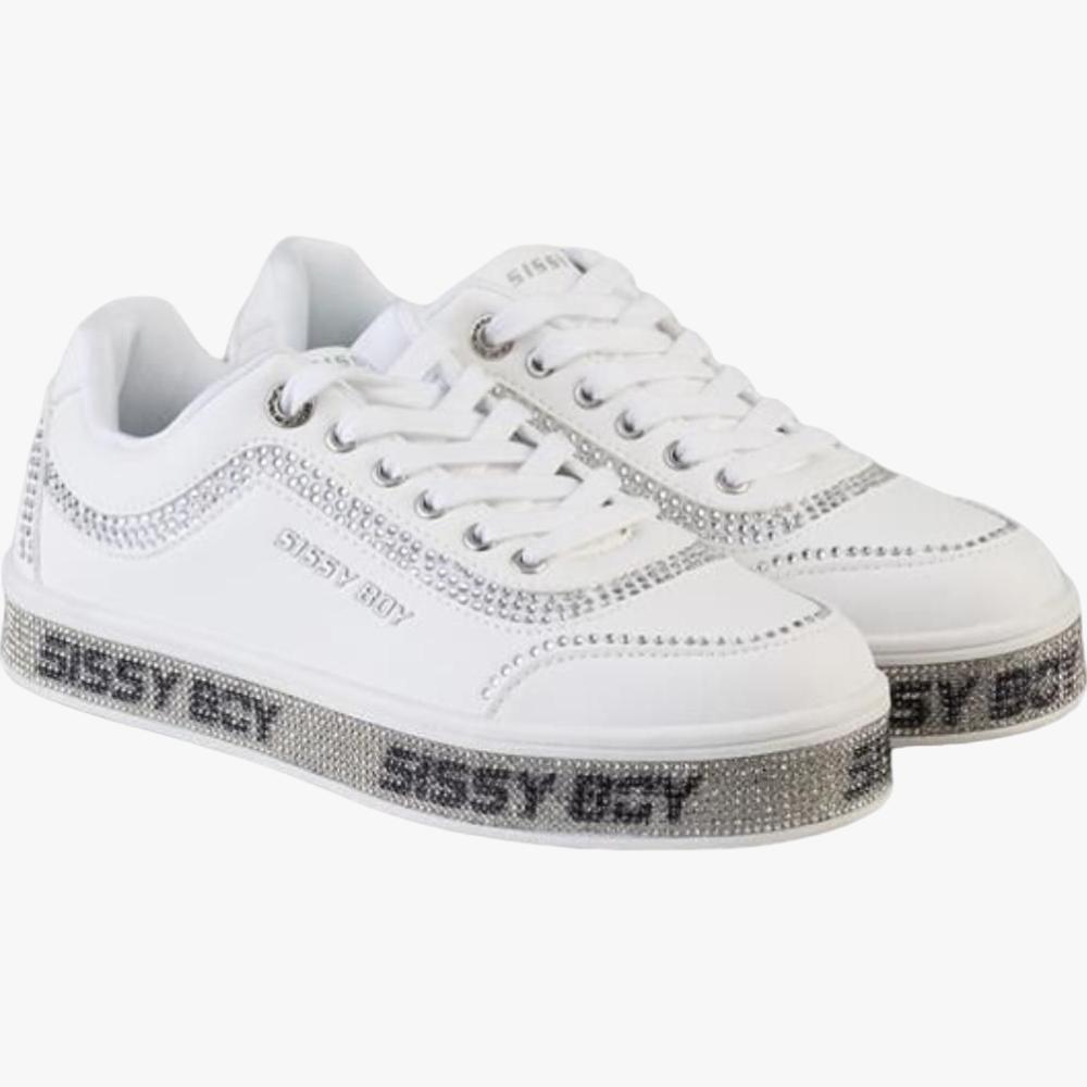 Sissy Boy Bling Sneaker Branded Sole Bling White – Brands Megastore