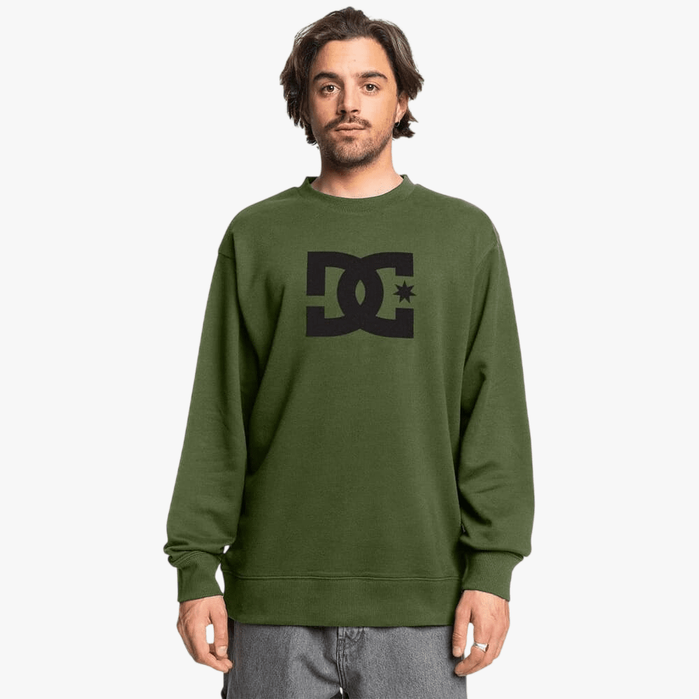 Dc Mens Star Crew Pullover Sweater Bronze Green | DC