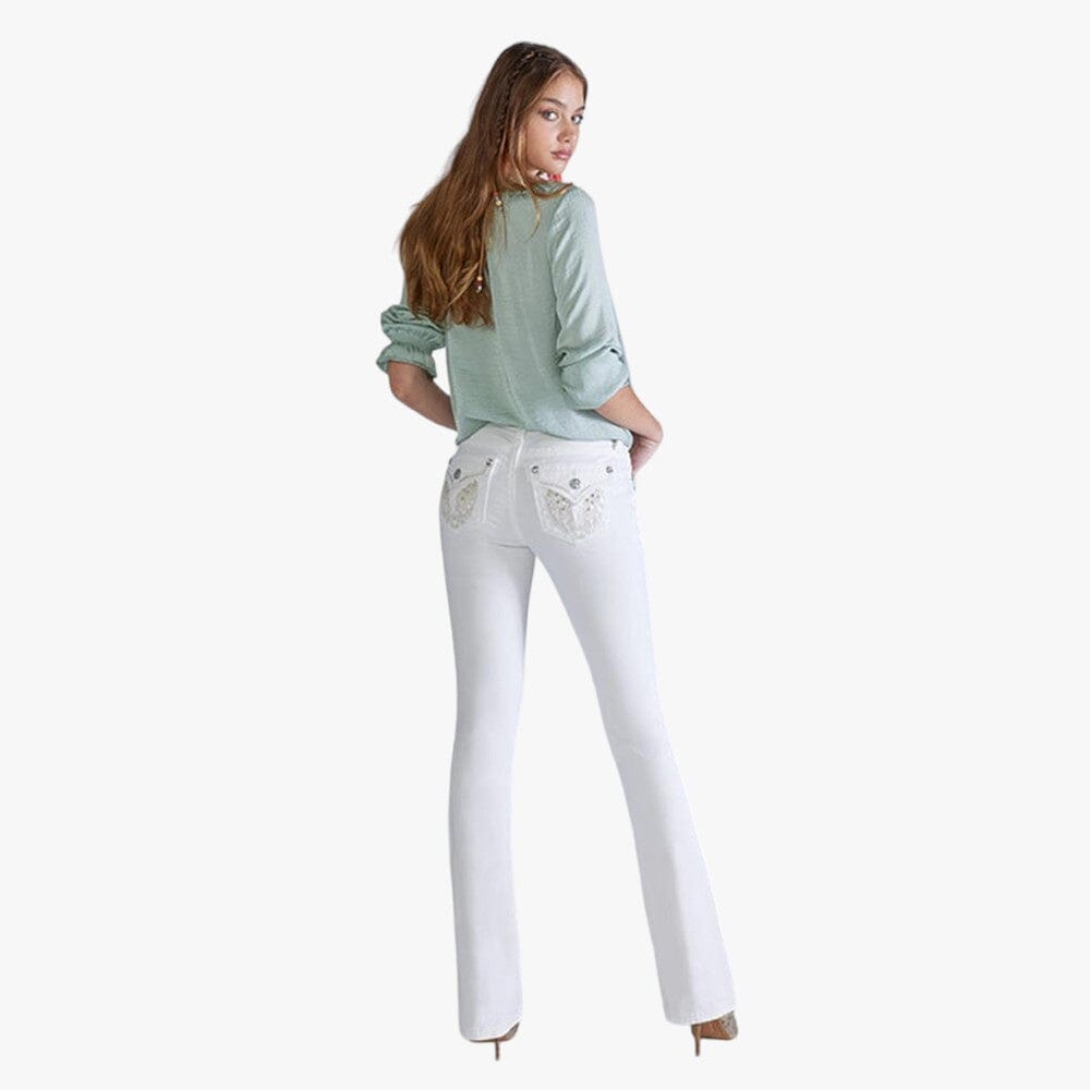 Miss Me Womens Crystal Wing Mid Rise Bootleg Jeans Miss Me