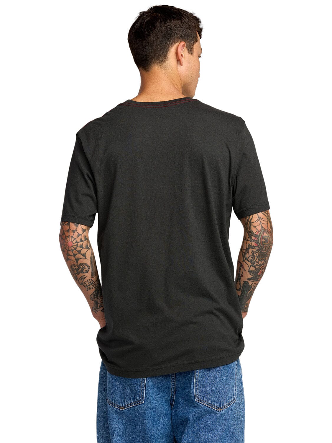 Rvca Mens Tresspas Red Stitch Short Sleeve Tee Pirate Black | Rvca