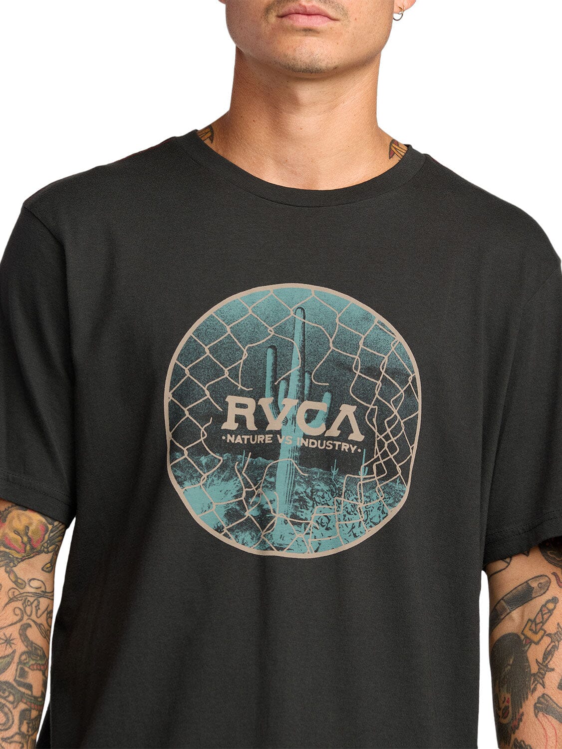 Rvca Mens Tresspas Red Stitch Short Sleeve Tee Pirate Black | Rvca