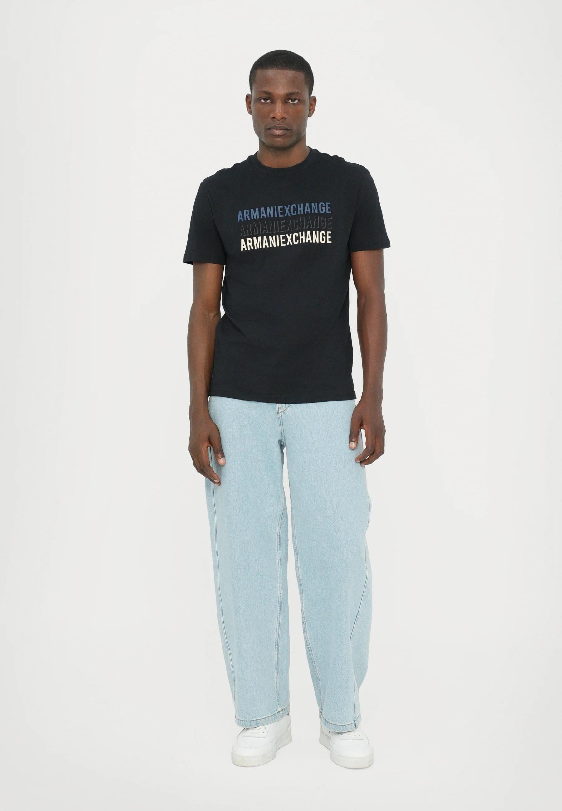 Armani Exchange Print Tee Deep Navy | Emporio Armani