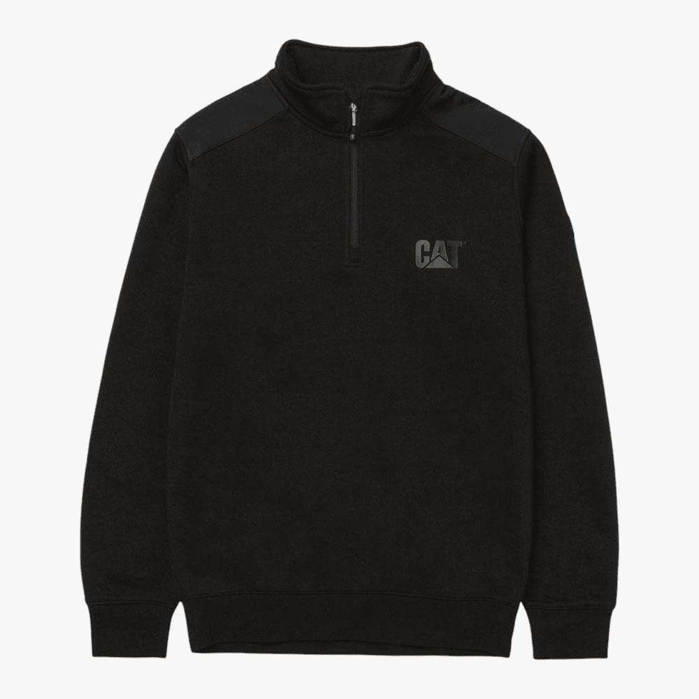 Caterpillar Mens Essential 1/4 Zip Sweatshirt Black Caterpillar