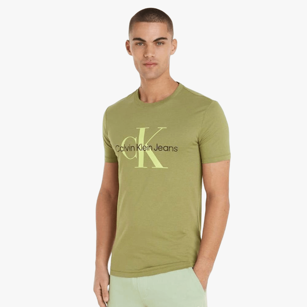 Calvin Klein Mens Seasonal Monologo Short Sleeve Tee Olive | Calvin Klein