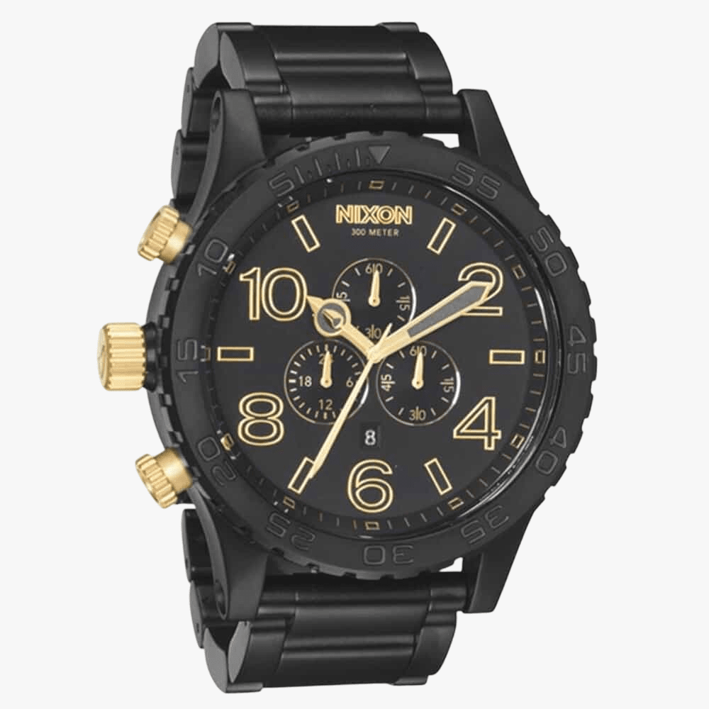 Nixon Mens Watches 51-30 Chrono Matte Black/Gold – Brands Megastore