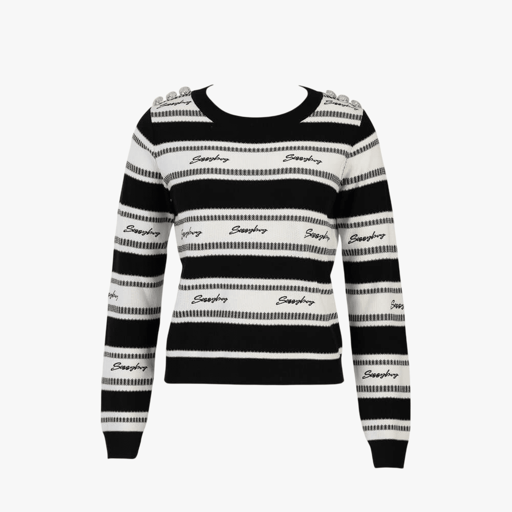 Sissy Boy Miss You More Knit Sweater Black Off White | Sissy Boy