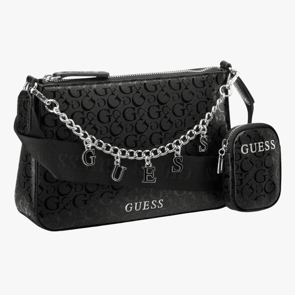 Guess Womens Fiora Mini Top Zip Handbag Black | Guess