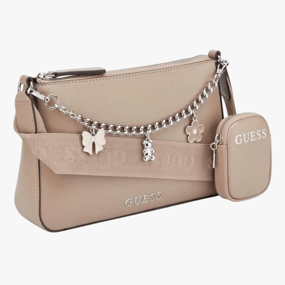 Guess Womens Fiora Mini Top Zip Handbag Taupe | Guess