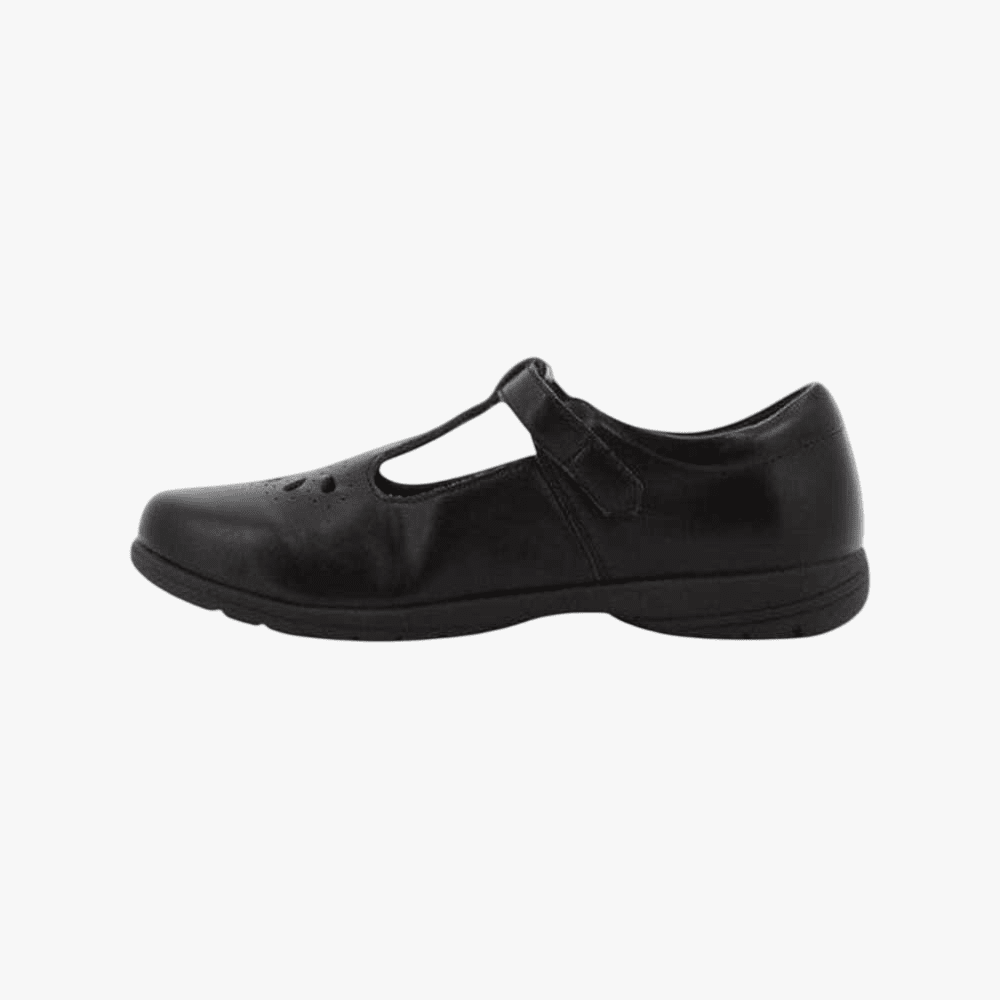 Hush Puppies Girls Youth School Crown T Strap Black Action Leather Shoe | Hush Puppies