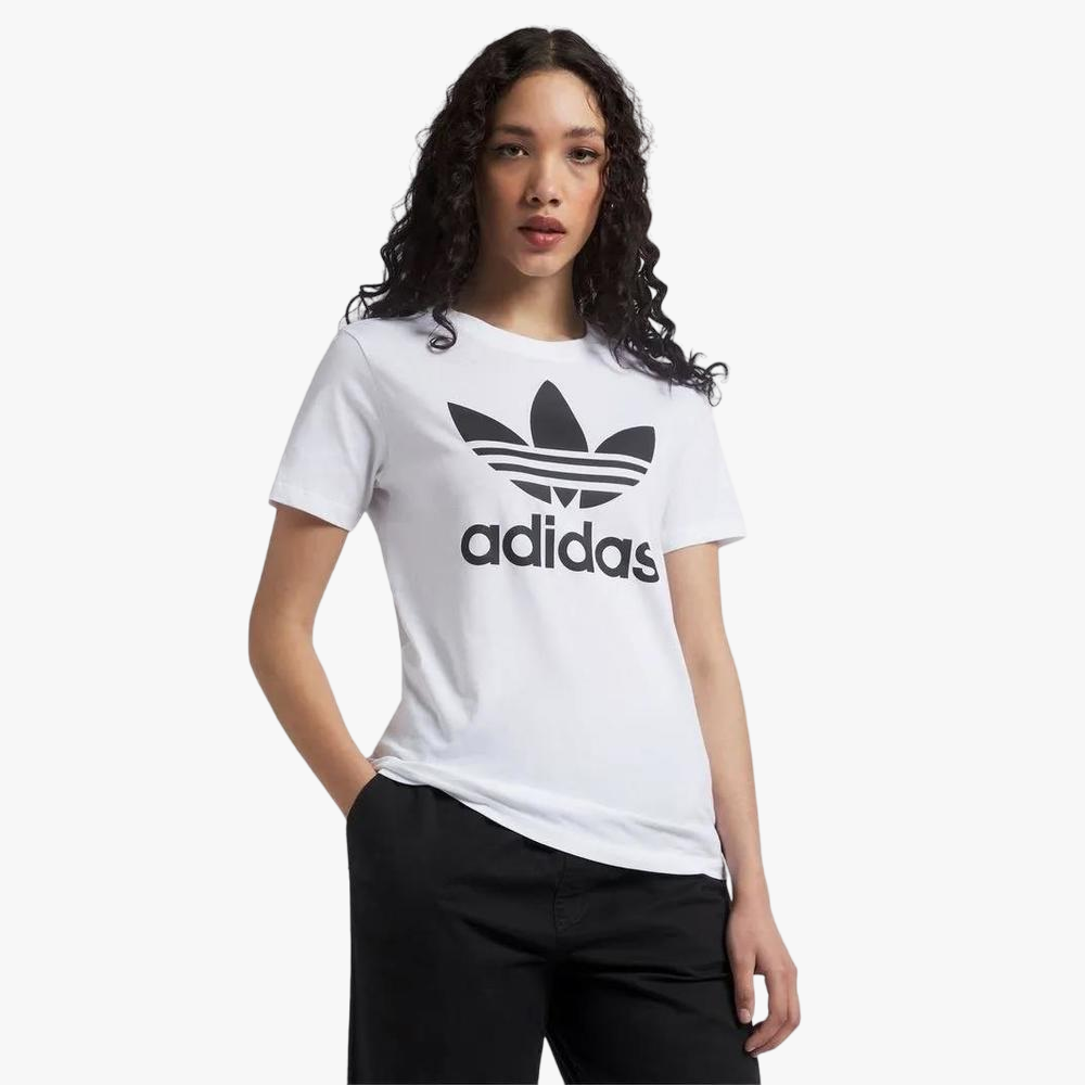 Adidas Originals Women s T shirts Trefoil Short Sleeve Tee White Neutral S 100 Cotton