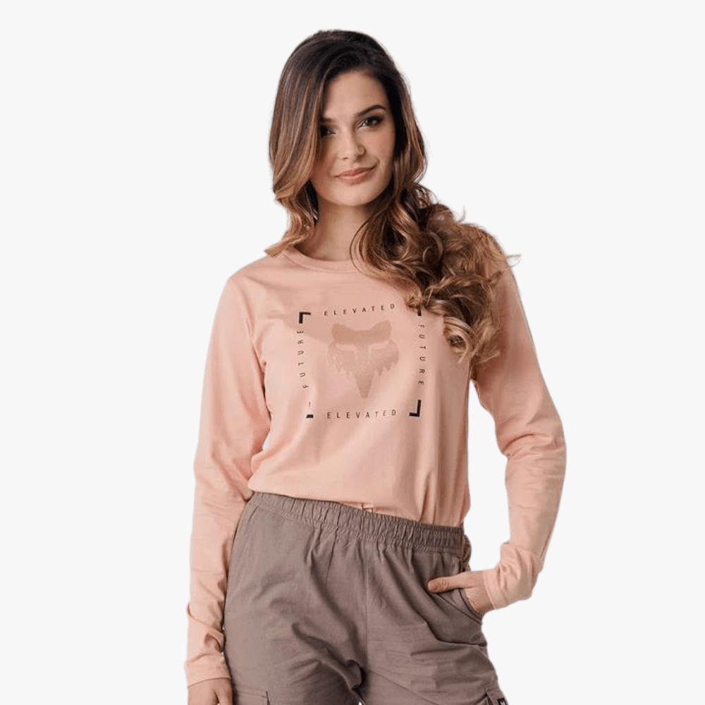 Fox Womens Elevated Long Sleeve Tee Creamy Pink Fox