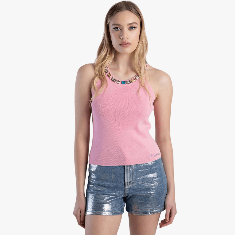 Sissy Boy Bling Knitted Vest Fluro Pink | Sissy Boy