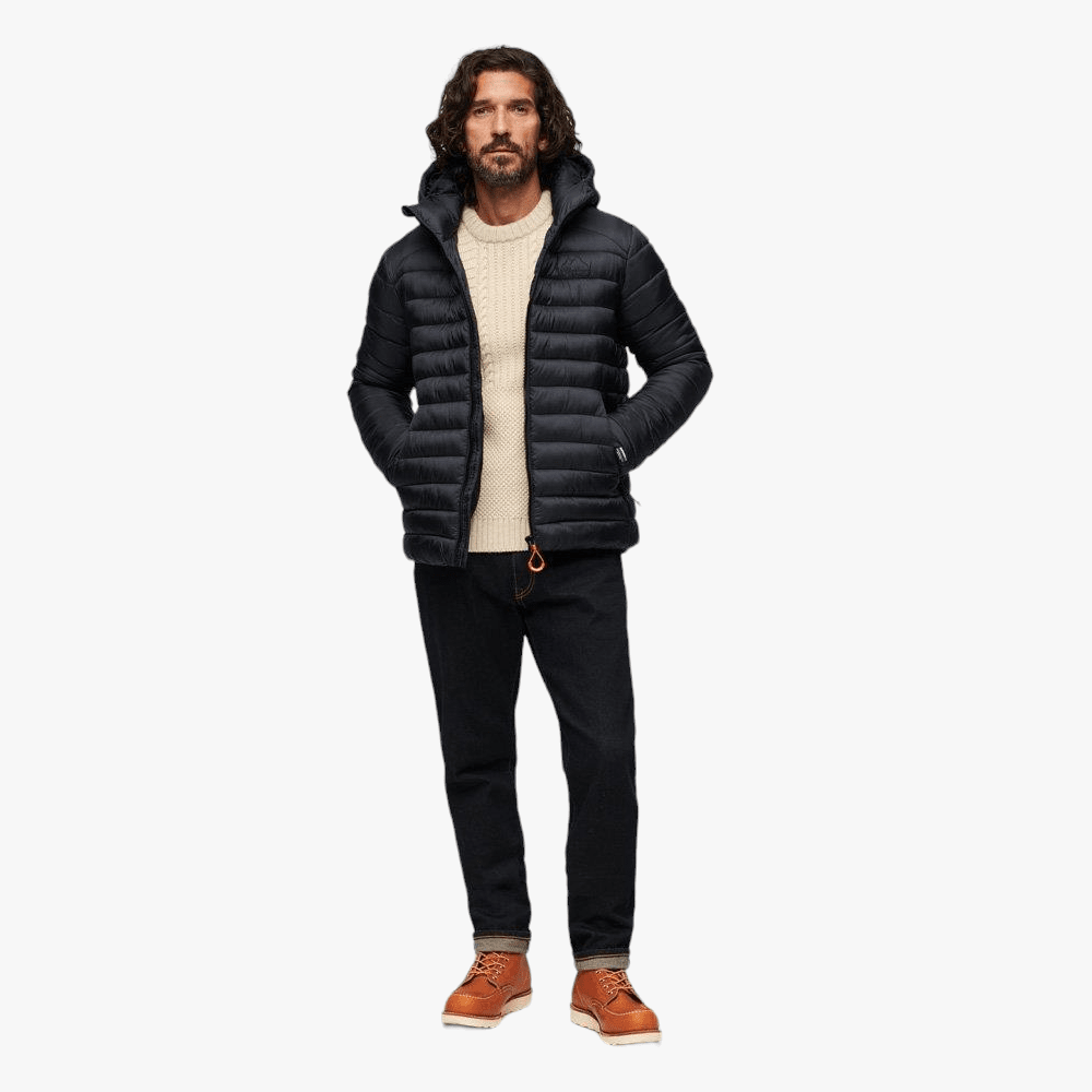 Superdry Mens Hooded Fuji Sport Padded Hooded Jacket Eclipse Navy | Superdry