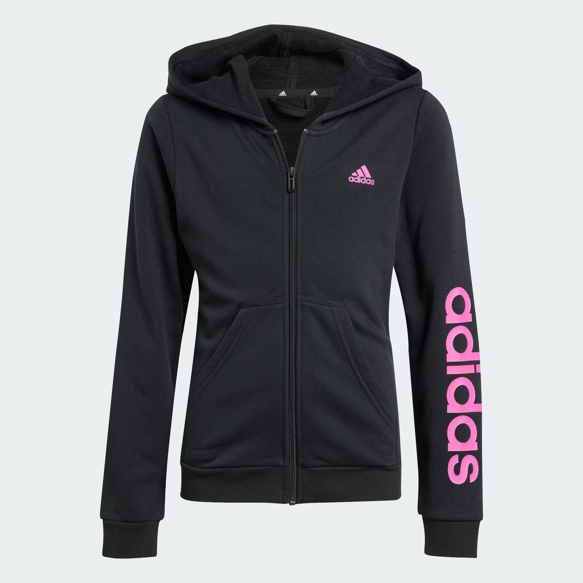 Adidas Girls Ess Linear Zip Hoodie Black | Adidas
