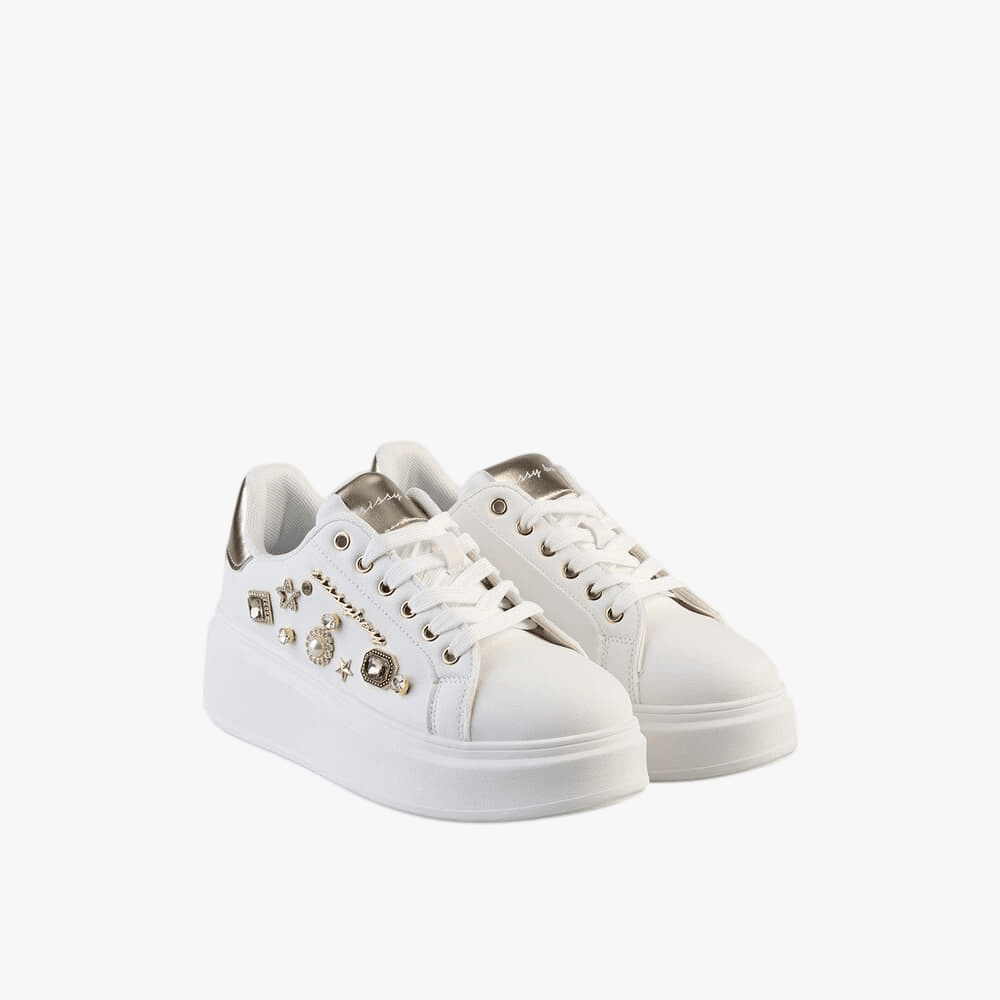 Sissy Boy Platform Gemy Sneaker Gem Detail White | Sissy Boy
