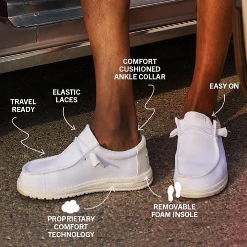 Hey Dude Mens Wally Stretch Sox White | Hey Dude