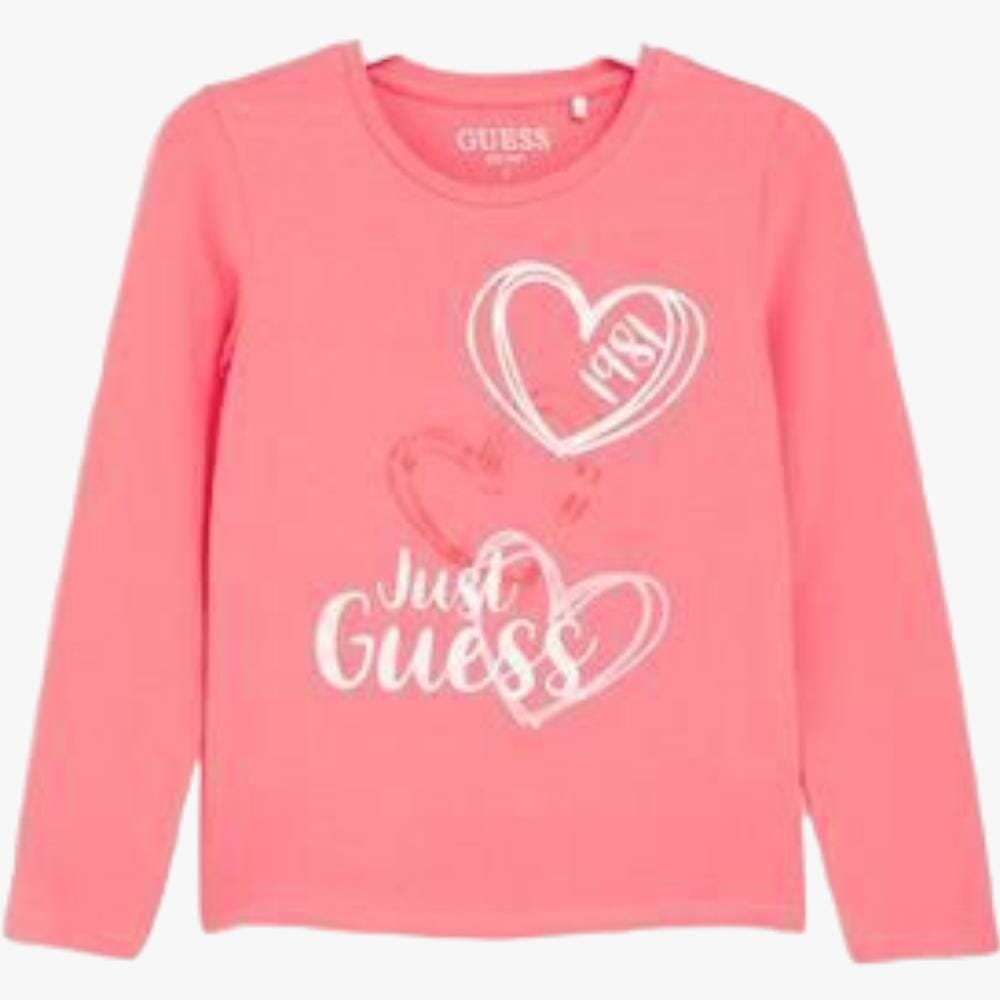 Guess Girls Long Sleeve Tee Med Pink Guess