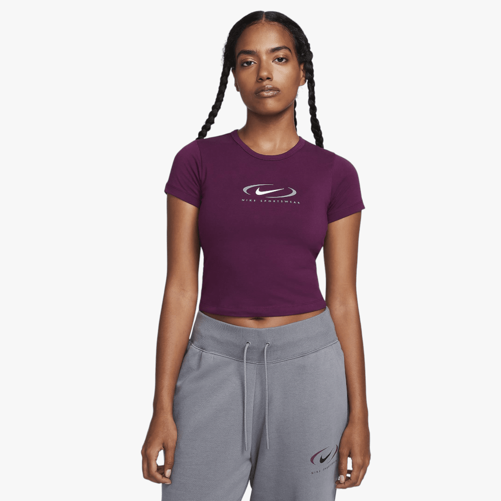 Nike Womens Cropped Top Graphic Tee Bordeaux Nike