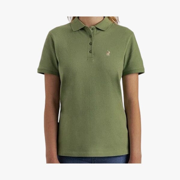 Polo Womens Margot Small Pony Stretch Short Sleeve Golfer Fatigue Polo