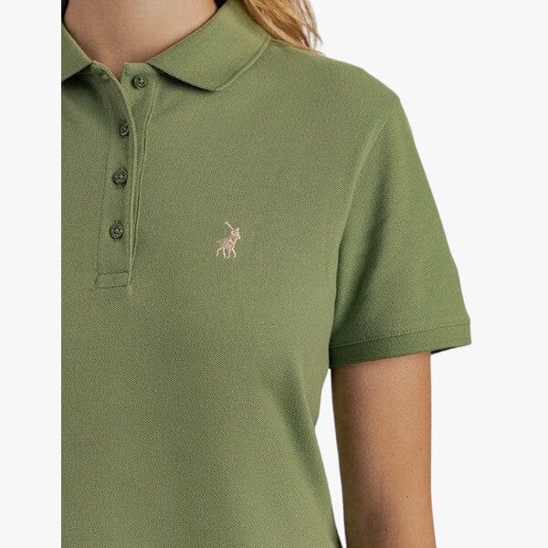 Polo Womens Margot Small Pony Stretch Short Sleeve Golfer Fatigue Polo