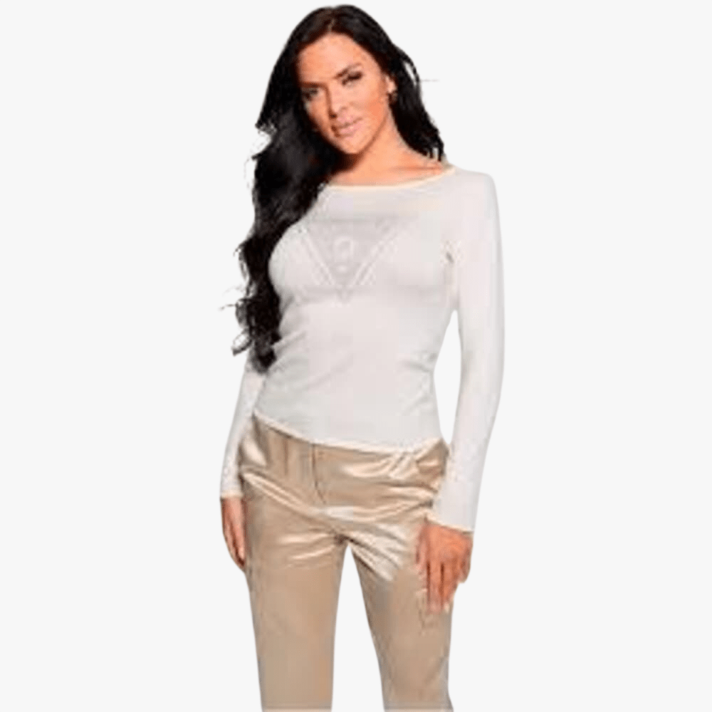 Guess Womens Triangle Logo Eliza Sweater White Oth | Guess