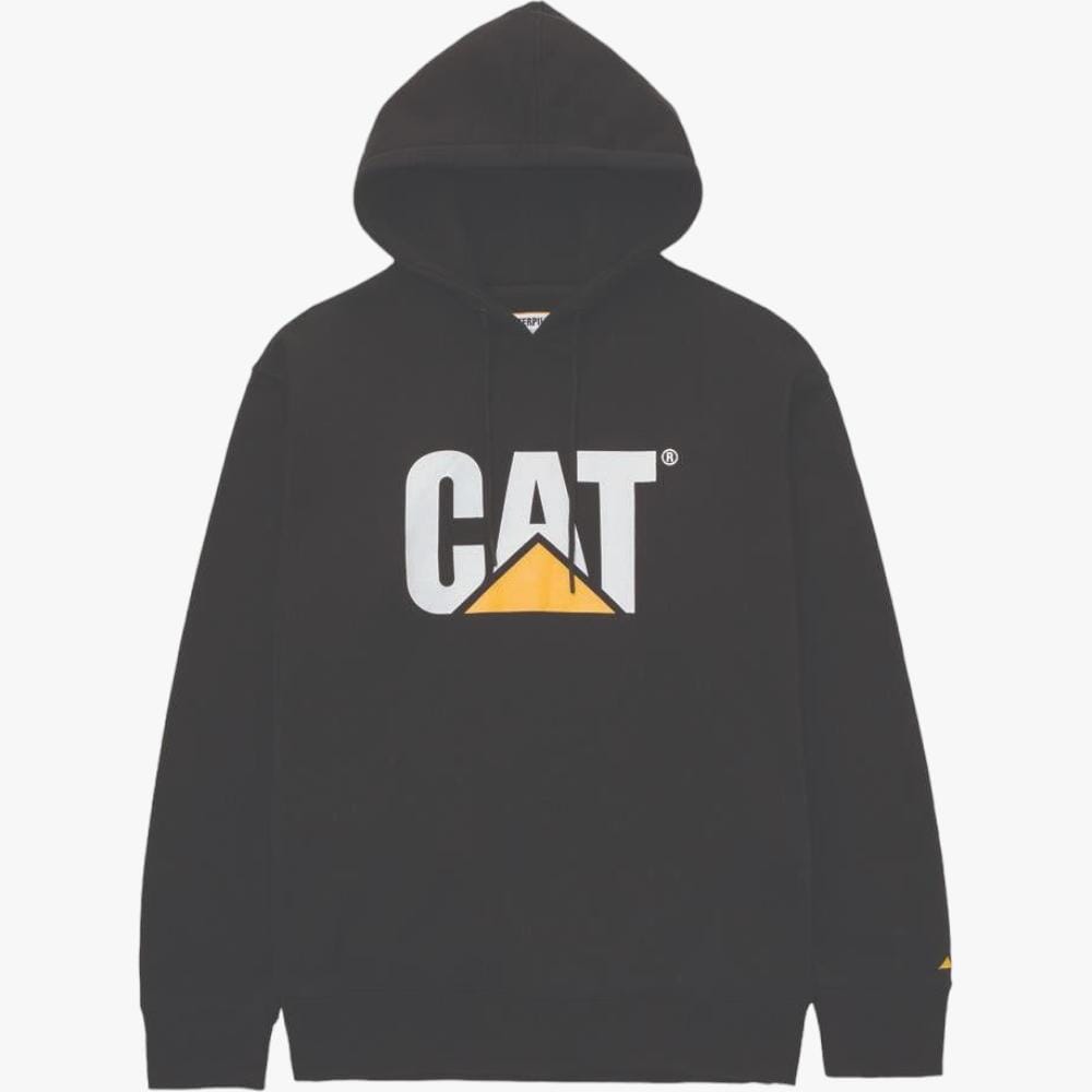 Caterpillar Mens Fleece Cat Logo Oversized Hoodie Pitch Black Caterpillar