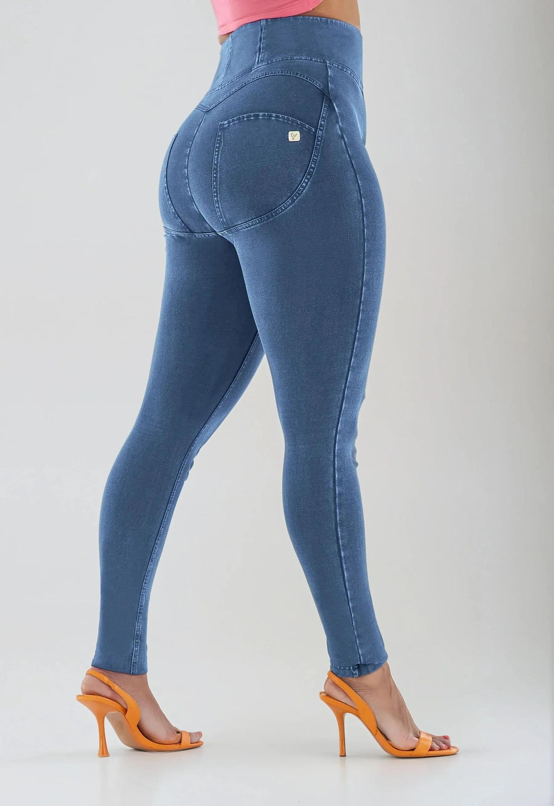 Freddy Womens Light Blue Stitch Curvy High Waist Long Length Jean | Freddy
