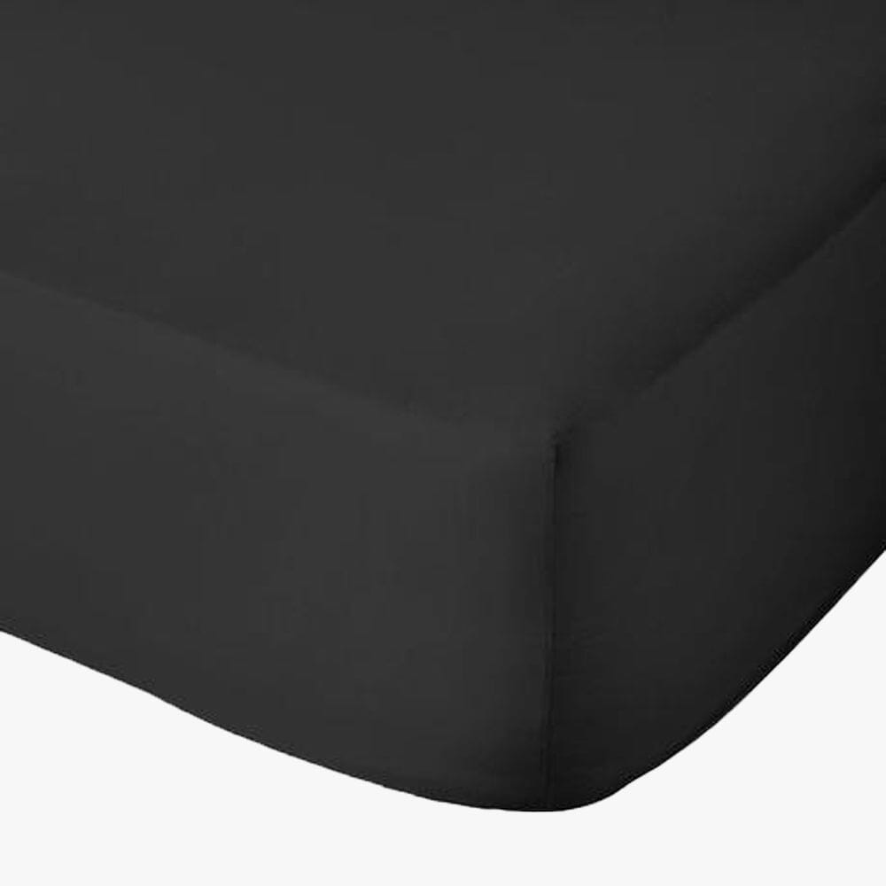 Cotton Co 400 Thread Queen Extra Fitted Sheet 152X200+40 Black Cotton Co