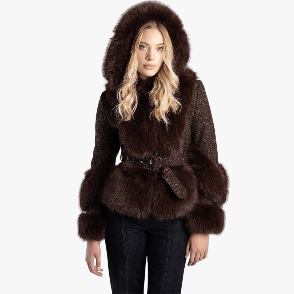 Sissy Boy Belted Faux Fur Jacket Brown | Sissy Boy