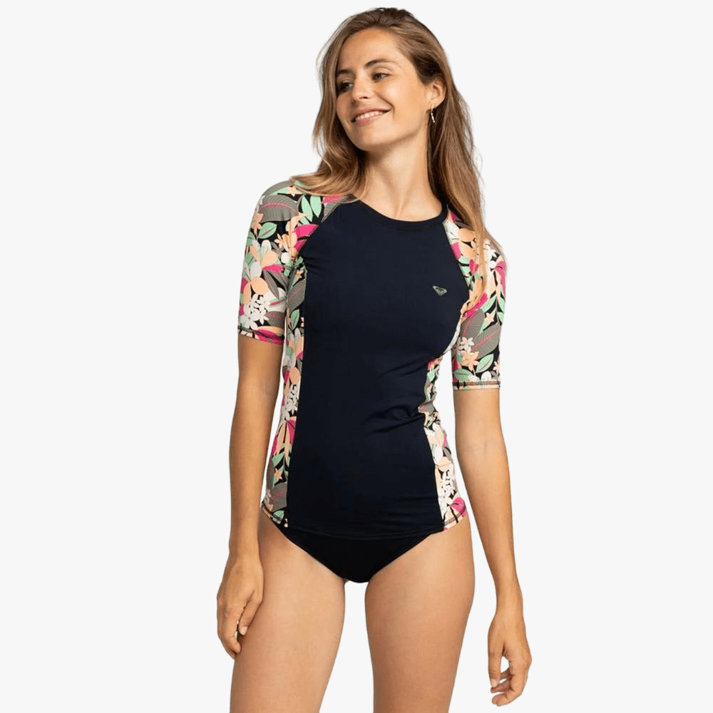 Roxy Womens Lycra Printed Rash Vest Black | Roxy
