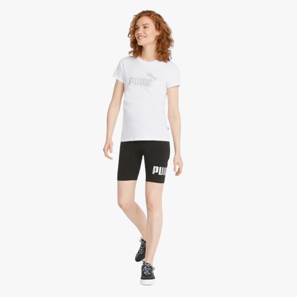 Puma Womens Ess+ Metallic Logo Short Sleeve Tee White | Puma