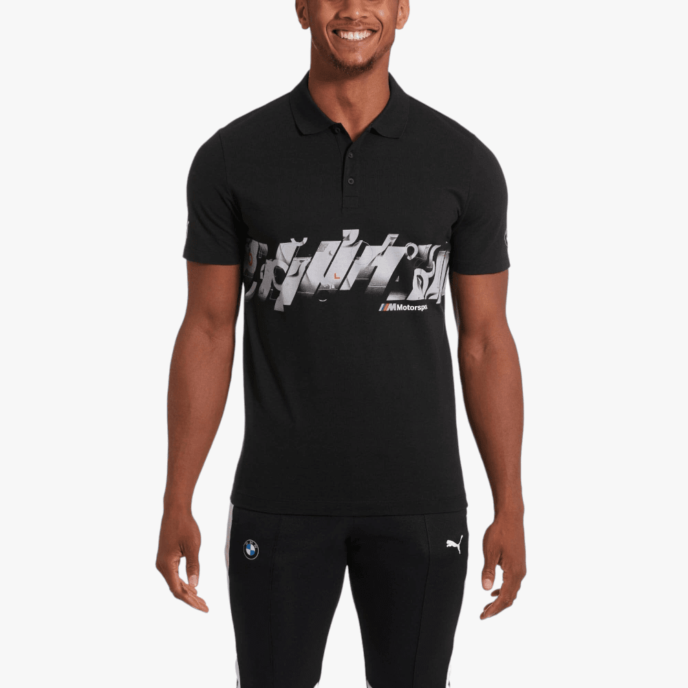 Puma Mens Bmw Mms Graphic Short Sleeve Golfer Black | Puma