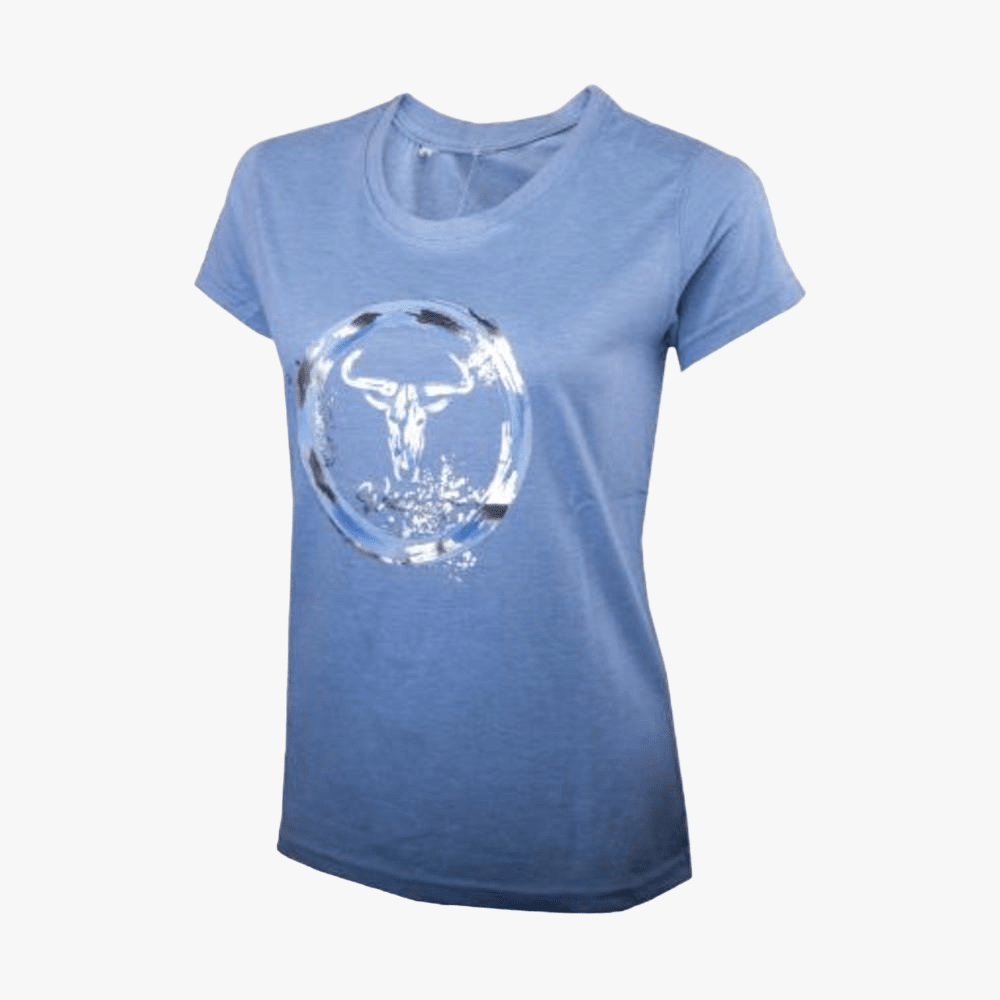 Wildebees Womens Splatter Circle Short Sleeve Tee Blue Bell | Wildebees