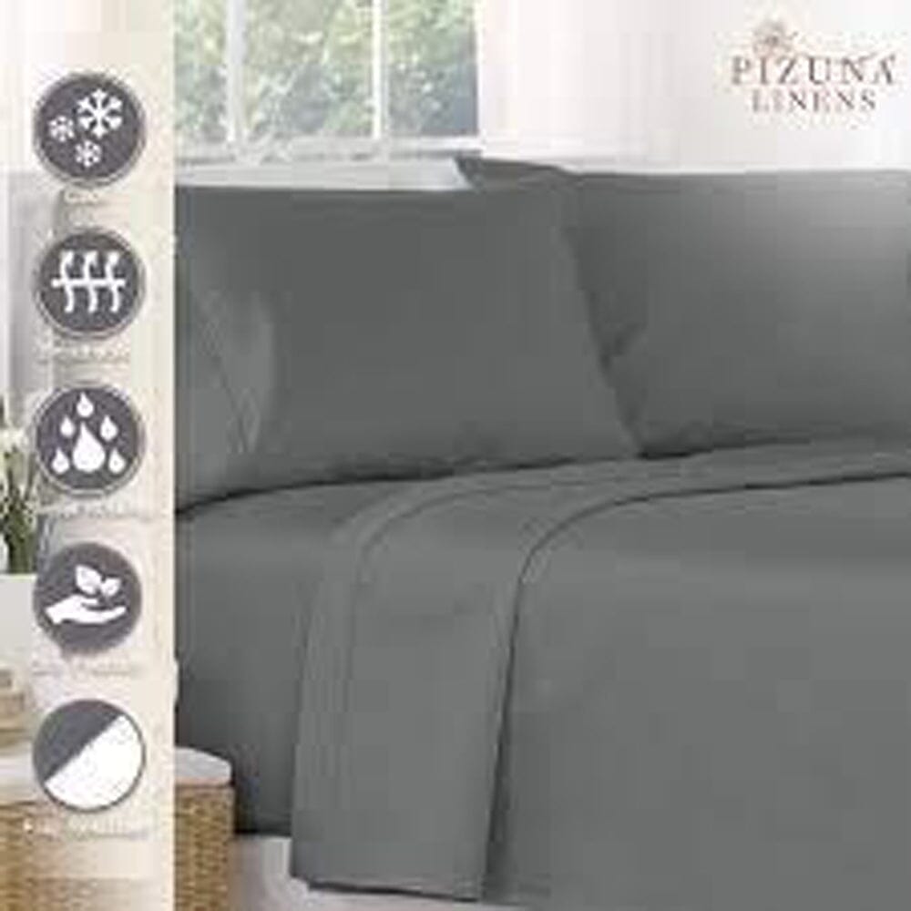 Cotton Co 400 Thread Queen Flat Sheet 250X270 Grey Cotton Co