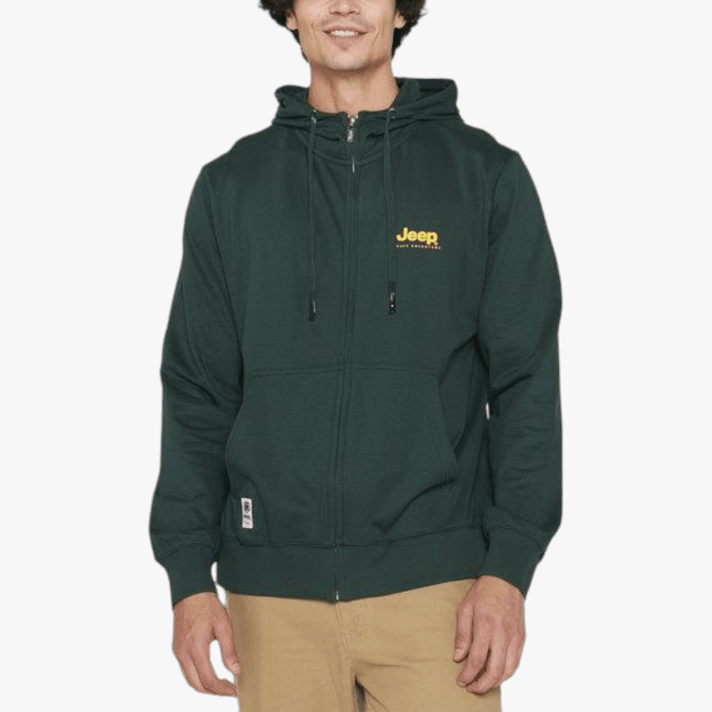 Jeep Mens Zip Through Hooded Sweater Green Dream Jeep