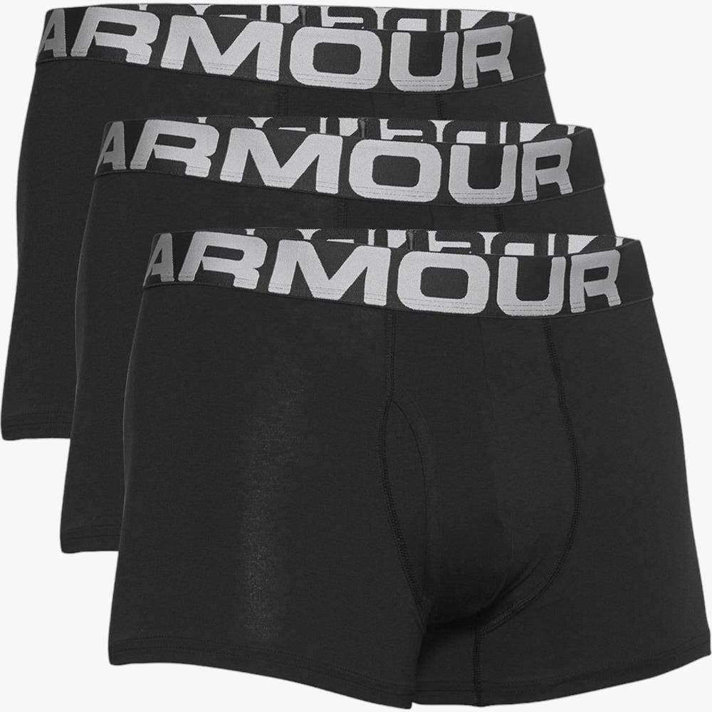 Under Armour Mens Charged Cotton 3In Boxer Jocks 3 Pack 001 Black Under Armour