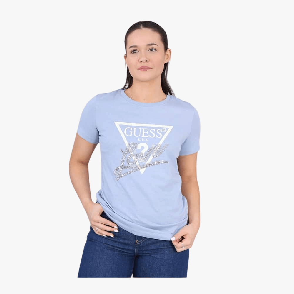 Guess Womens Love Triangle Tee Blue | Guess