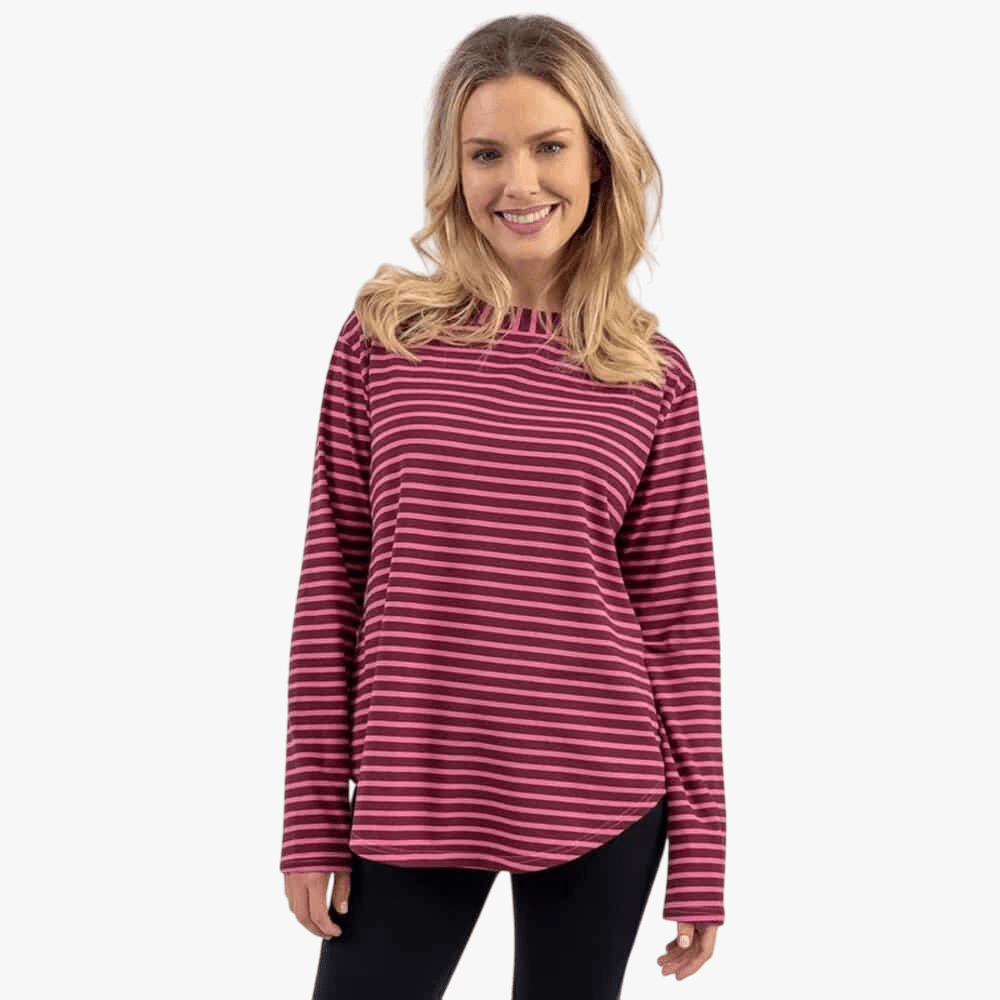 Fox Womens Dedicated Long Sleeve Top Plum Pink Stripe | Fox