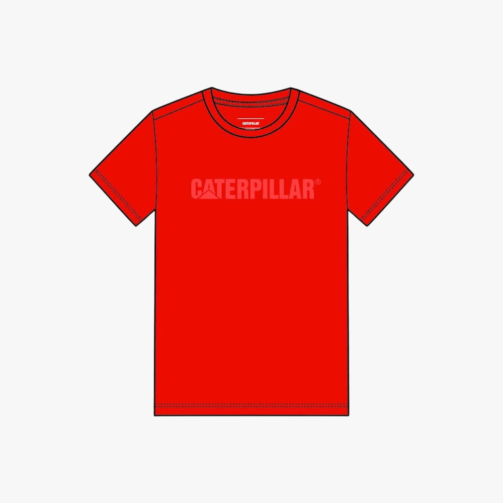 Caterpillar Mens Short Sleeve Logo Tee Red | Caterpillar