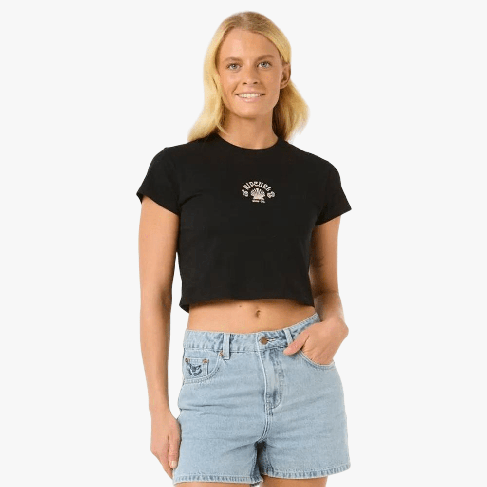 Ripcurl Womens Soleil Baby Short Sleeve Tee Washed Black | Ripcurl