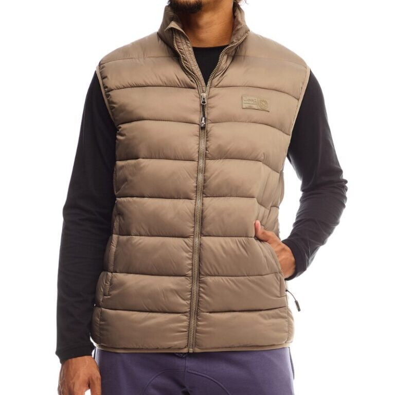 Jeep Mens Core Sleeveless Puffer Jacket Brown