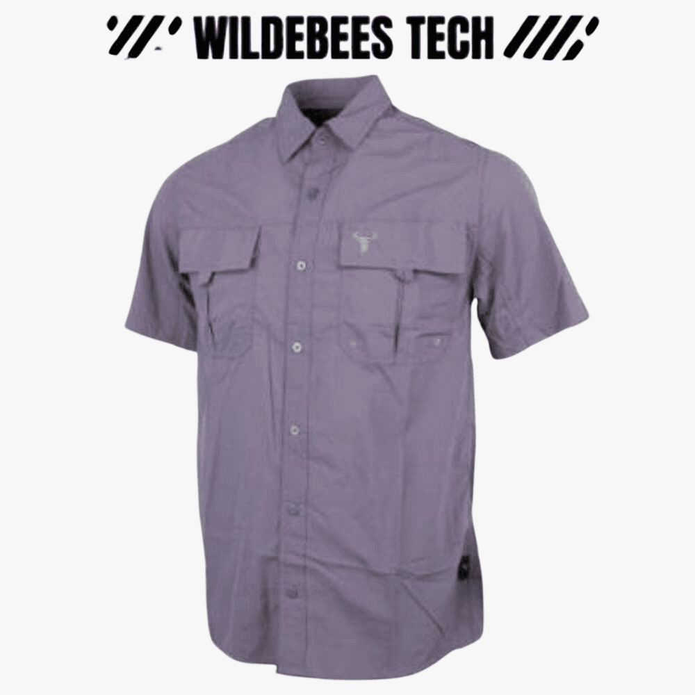 Wildebees Mens Tech Short Sleeve Vented Shirt Charcoal | Wildebees