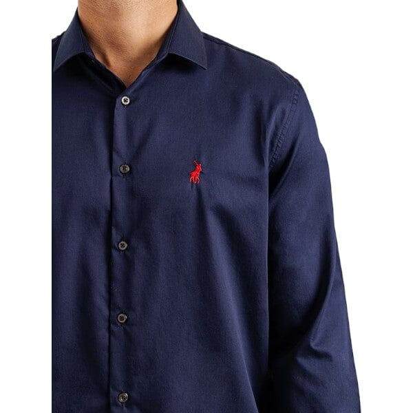 Polo Mens Custom Fit Greig Long Sleeve Shirt Navy | Polo
