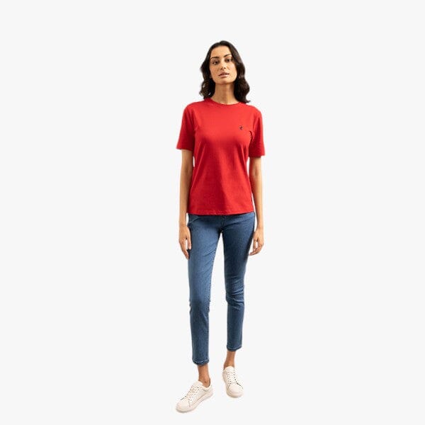 Polo Womens Allie Small Pony Stretch Short Sleeve Tee Red | Polo