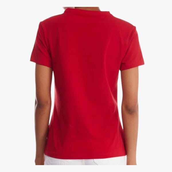 Polo Womens Kelly V Neck Stretch Short Sleeve Tee Red Polo
