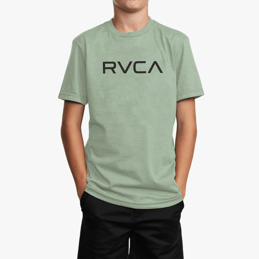 Rvca Mens Big Logo Short Sleeve Tee Granite Green | Rvca